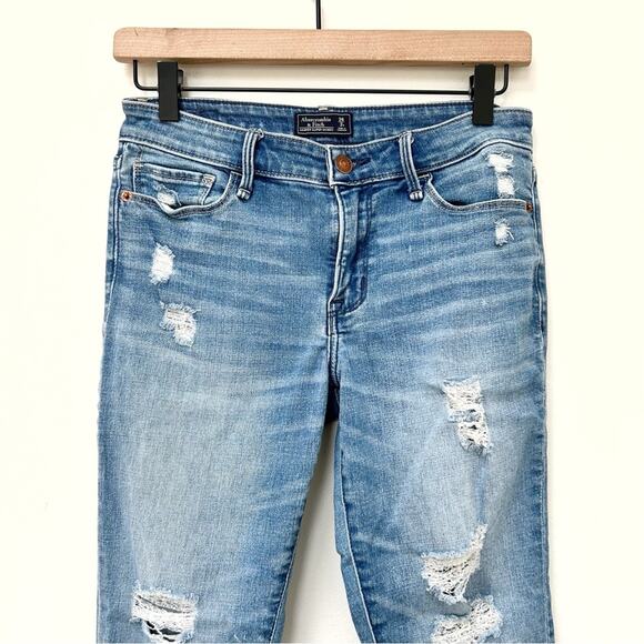 Abercrombie & Fitch Distressed Harper Super Skinny Jeans Medium Wash 26 / 2 R - Picture 3 of 11
